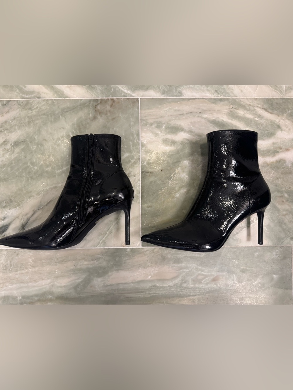 Jeffrey Campbell Black Patent Pointed Stiletto Ankle Booties